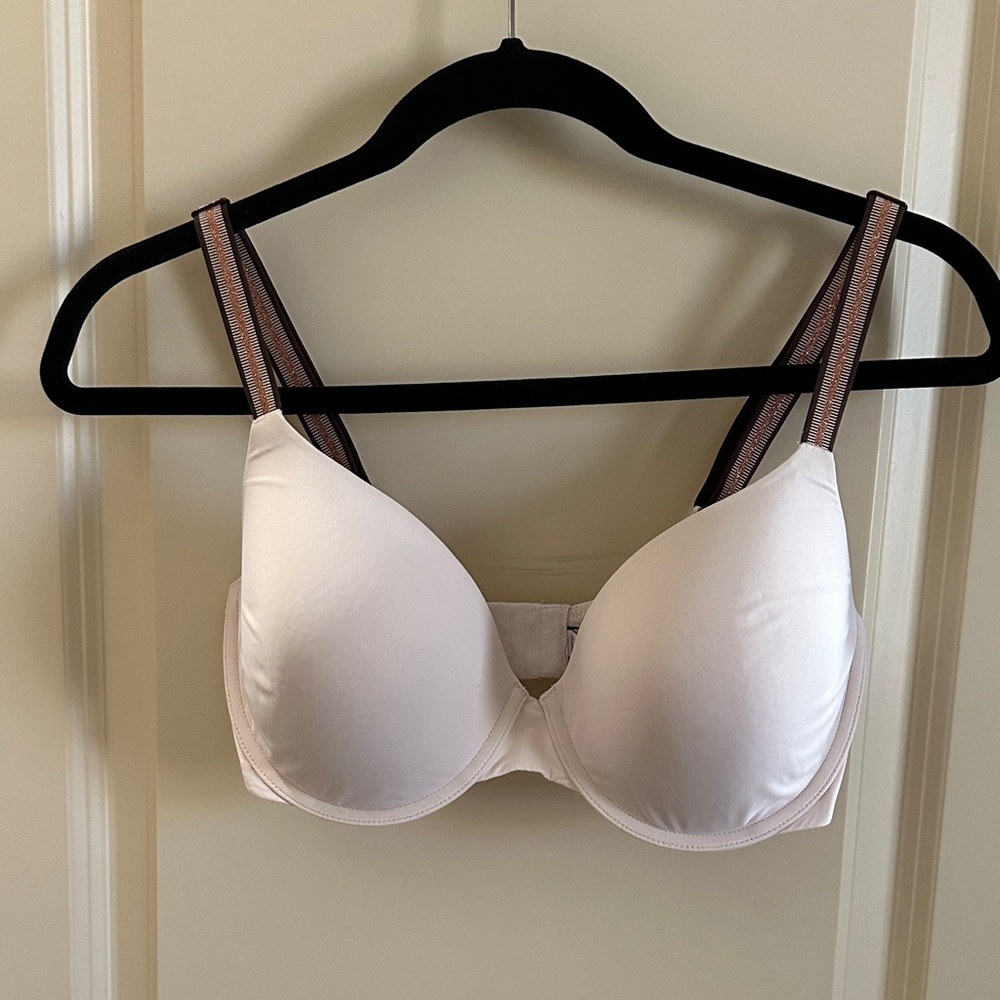 Victoria's Secret Cream Bra with Black Straps